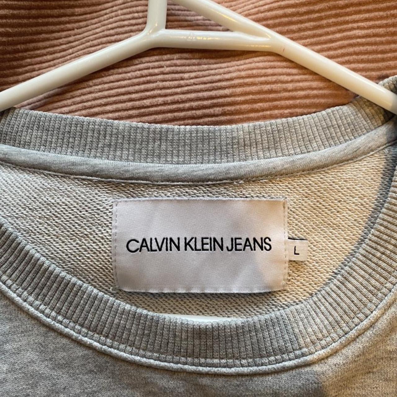 Calvin Klein grey jumper size L Good condition, tiny... - Depop