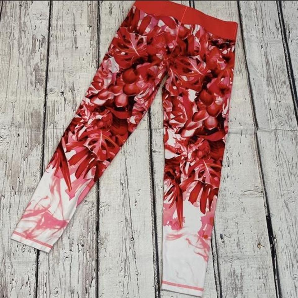 Adidas red 2024 floral leggings