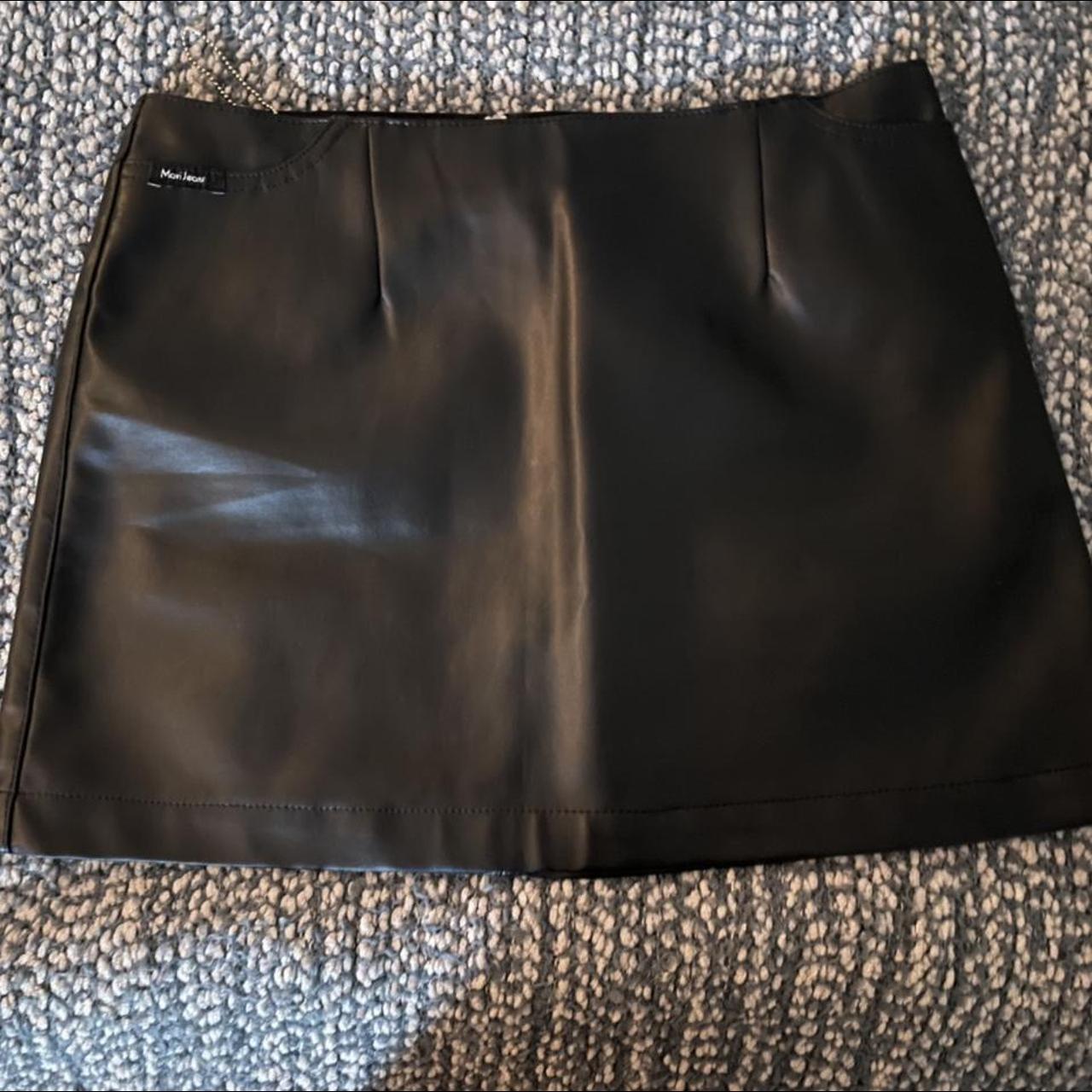 Black Leather Skirt by MaviJeans Size: Large... - Depop