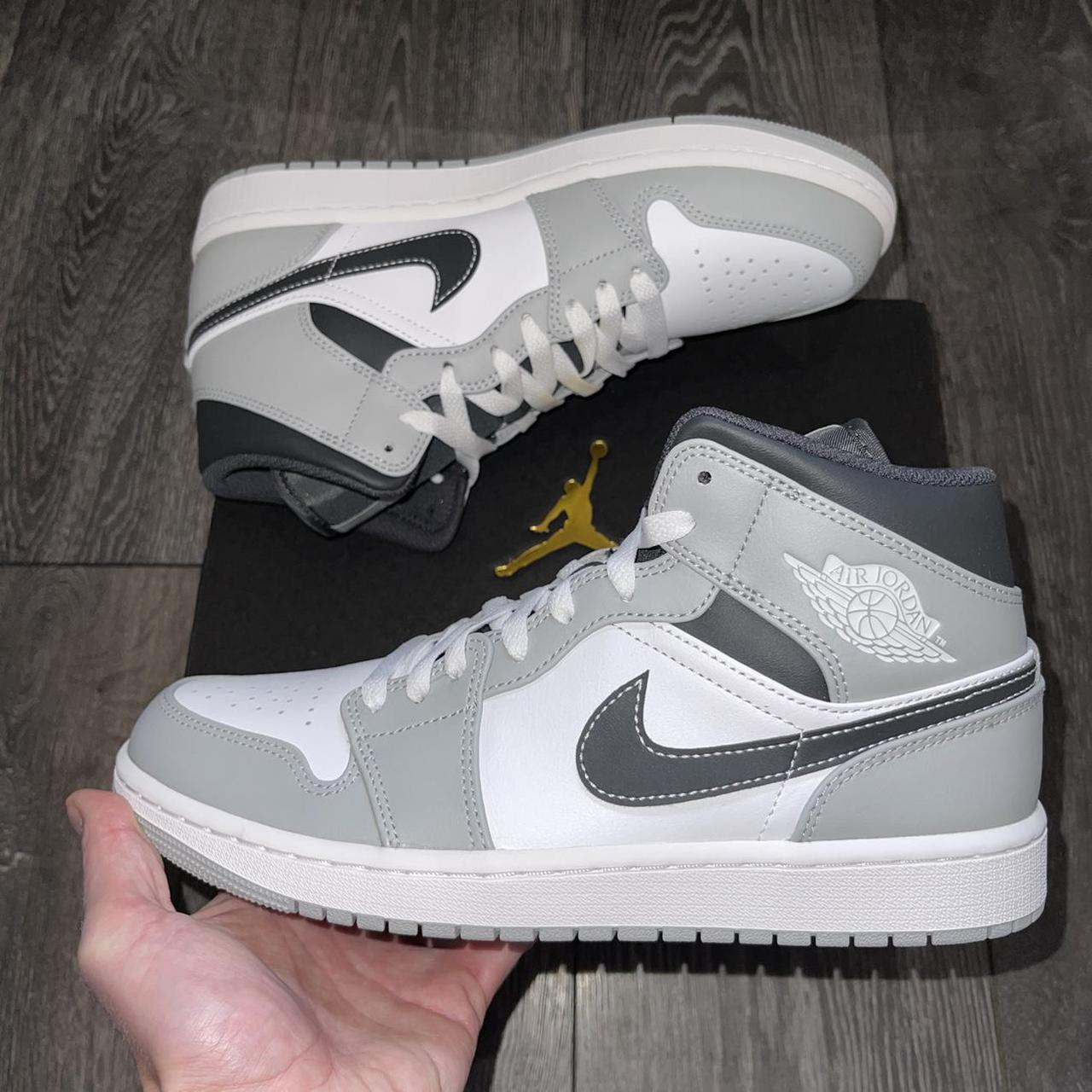 Jordan Men's Grey and White Trainers | Depop