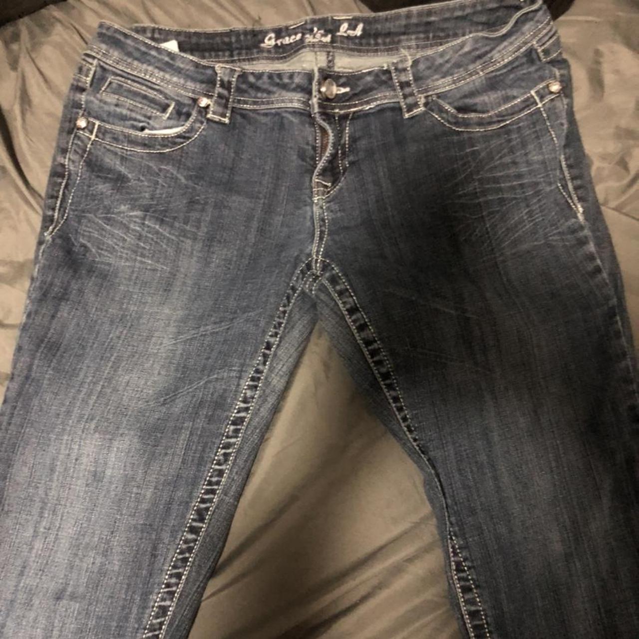 Gem cross designed jeans - Depop