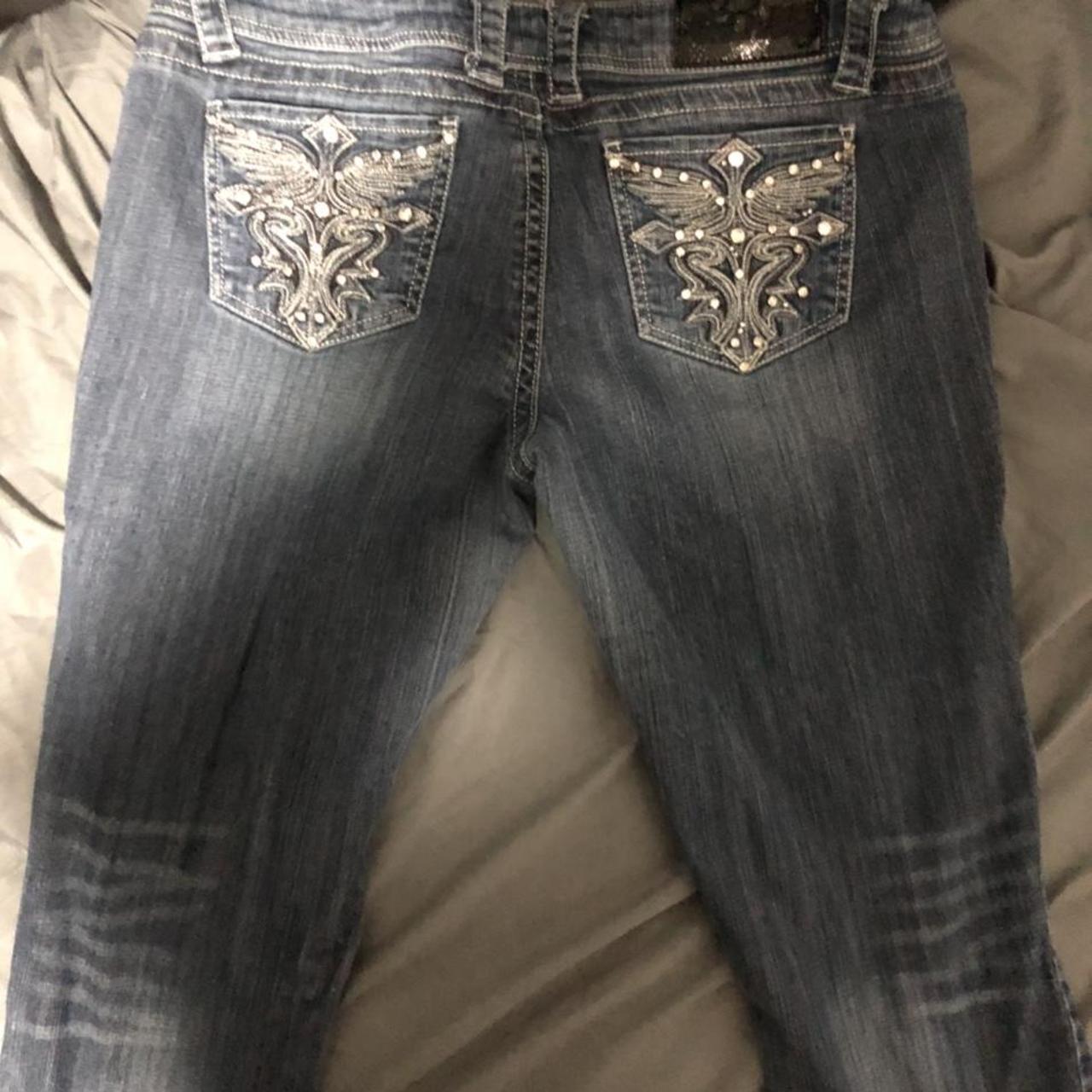 Gem cross designed jeans - Depop