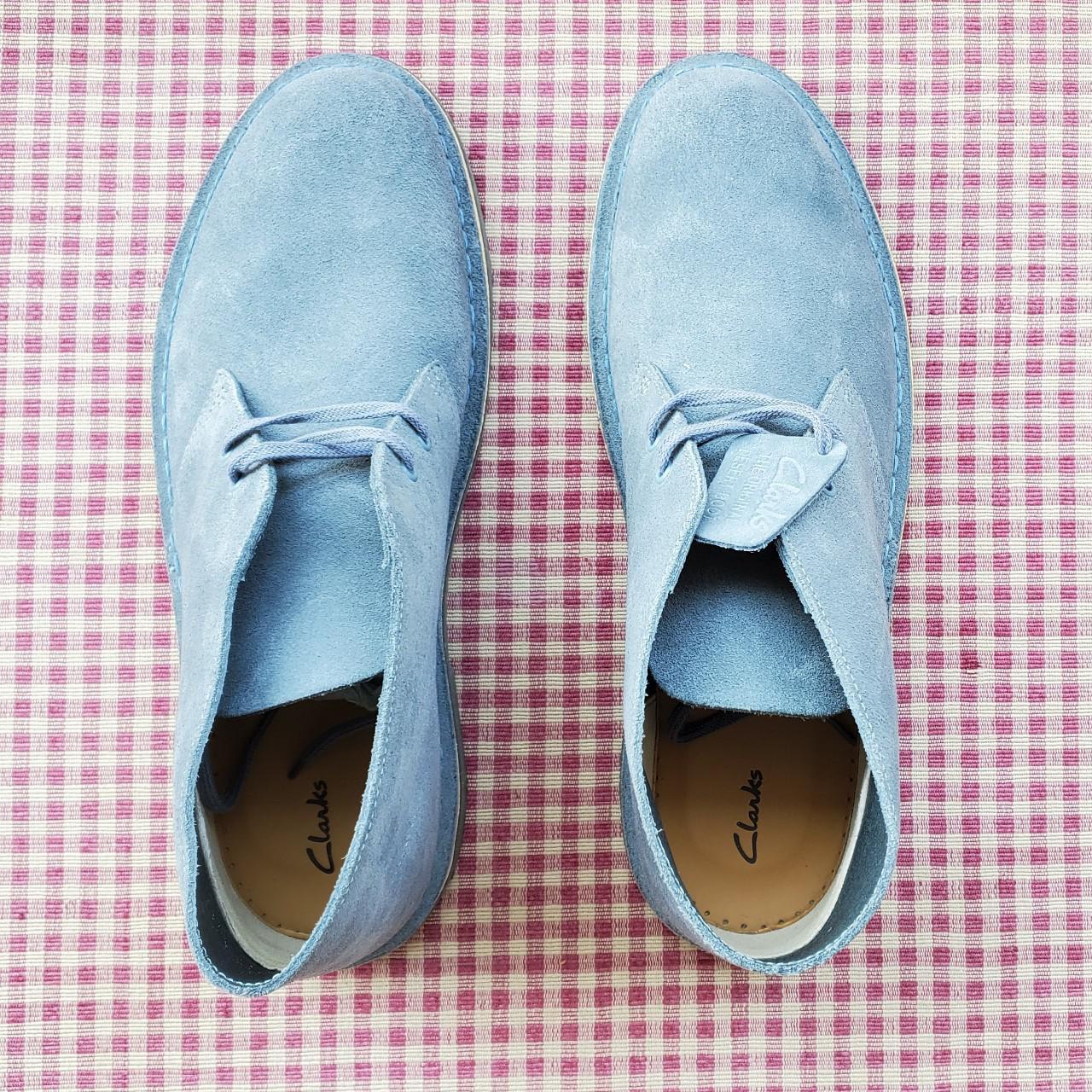 Clarks desert boot blue on sale grey