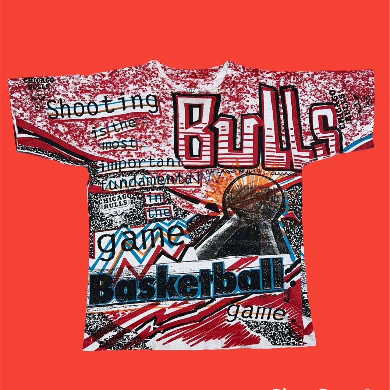 Bulls Retro NBA Logo Shirt Chicago Alloverprint Retro NBA Rare