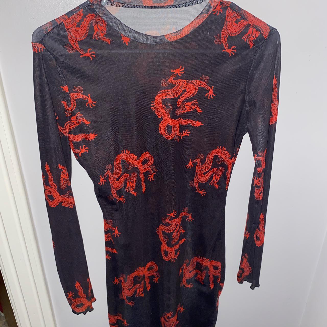 Mesh see-through dress. Has dragons on it, and it’s... - Depop
