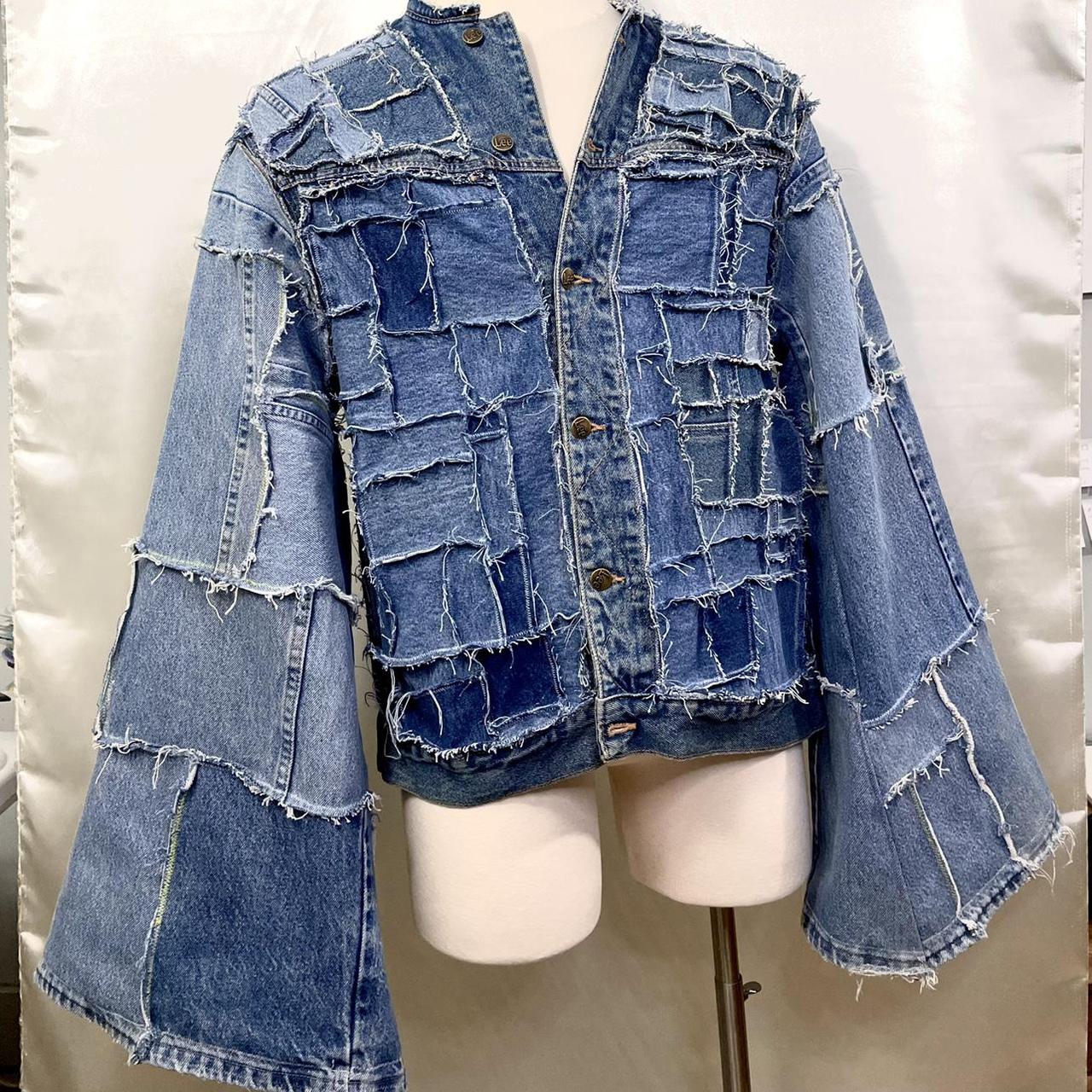 ShirtWaste brand modified patchwork denim jacket... - Depop