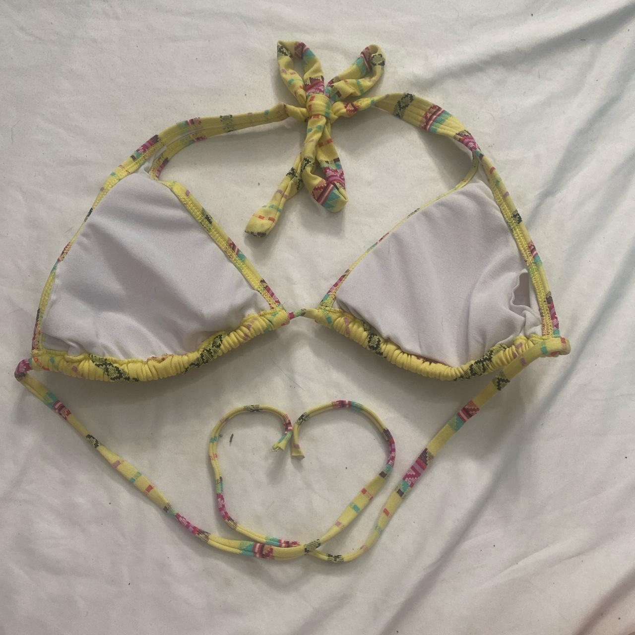 Roxy Women's Pink and Yellow Bikini-and-tankini-tops | Depop