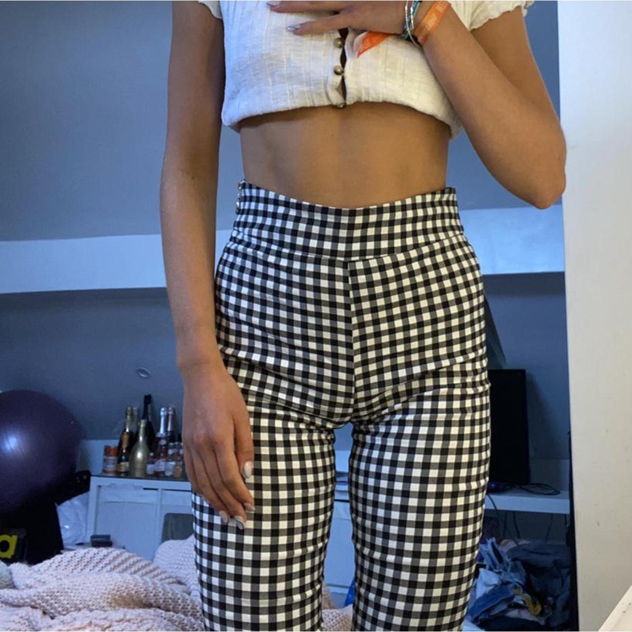Zara gingham high waist trousers, worn once,