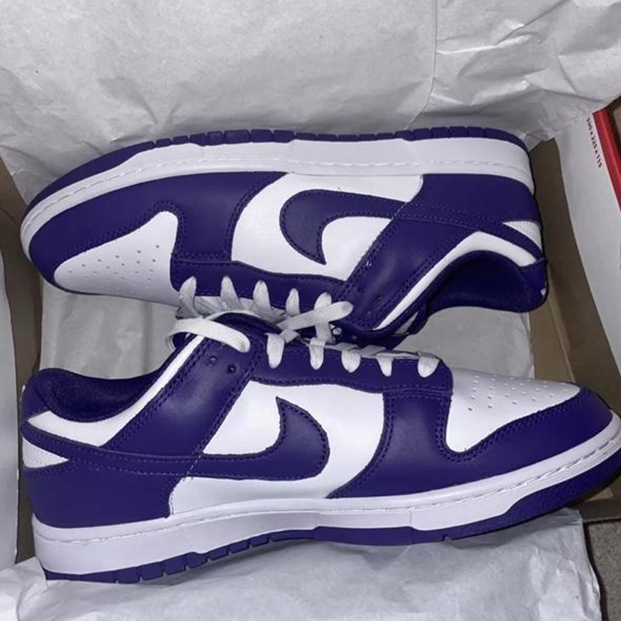 black white purple dunks