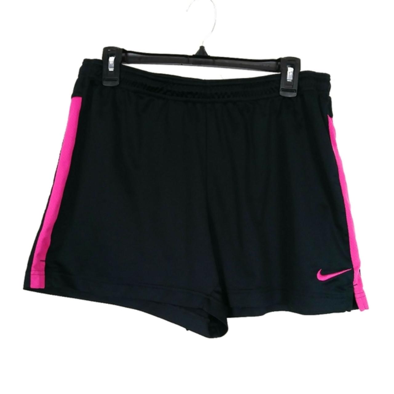 Nike black and pink athletic gym shorts Gently used... - Depop