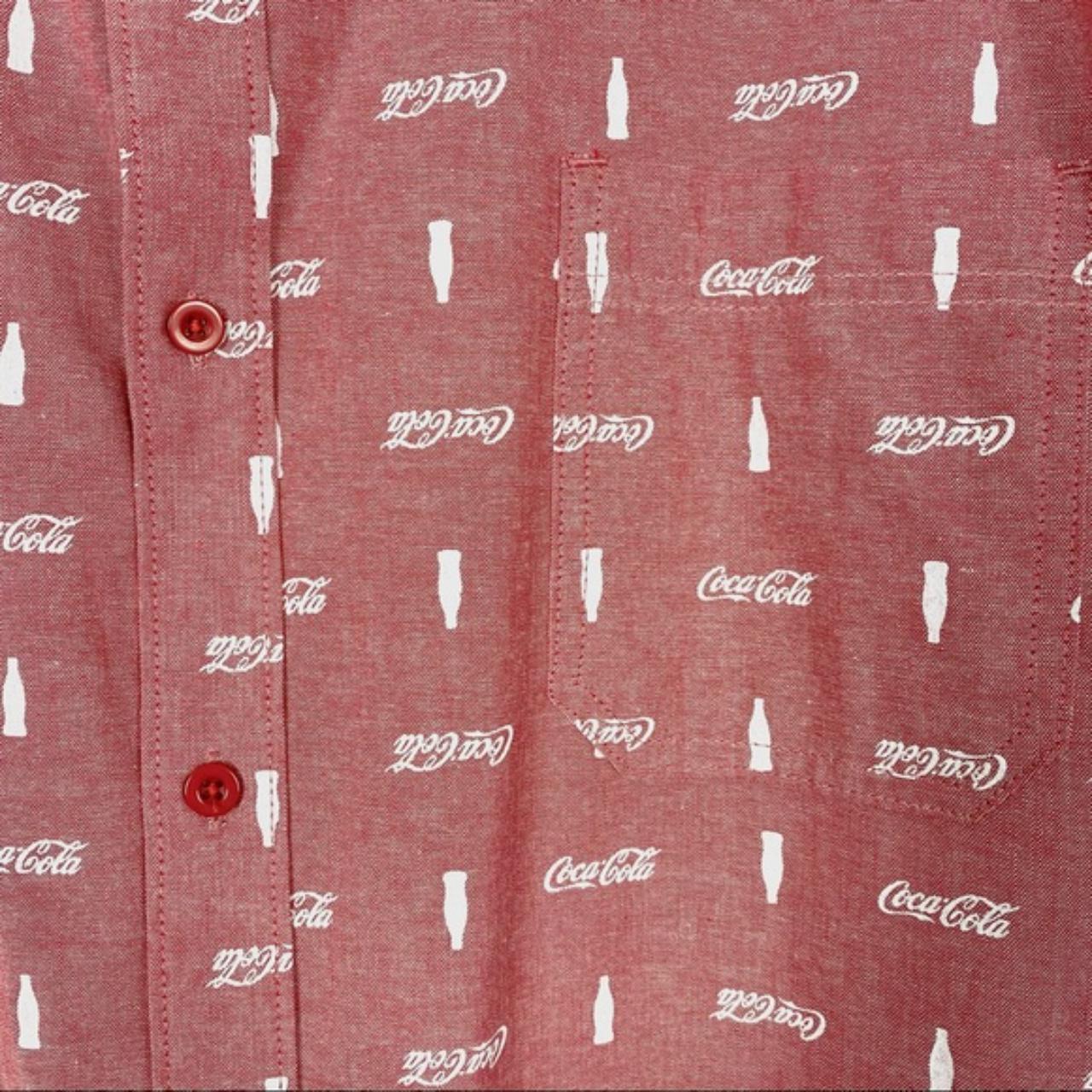 coca-cola-men-s-red-coke-logo-short-sleeve-button-up-depop