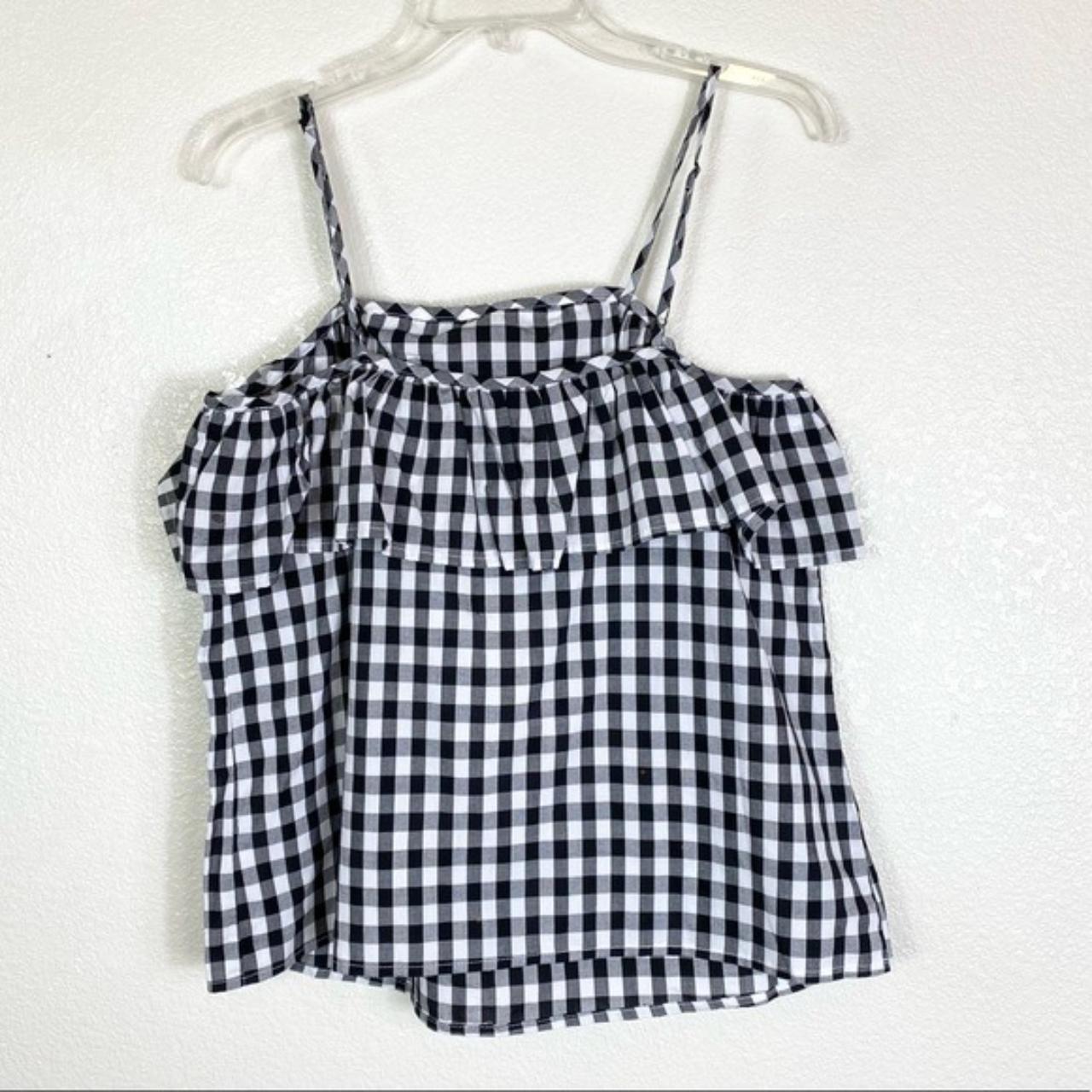 A New Day Black & White Gingham Spaghetti Strap... - Depop