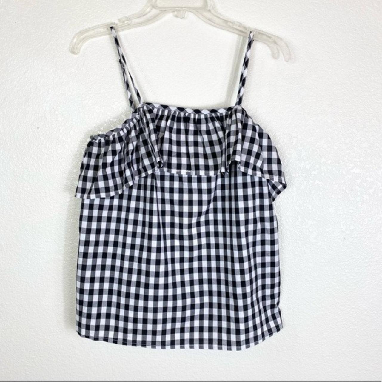 A New Day Black & White Gingham Spaghetti Strap... - Depop