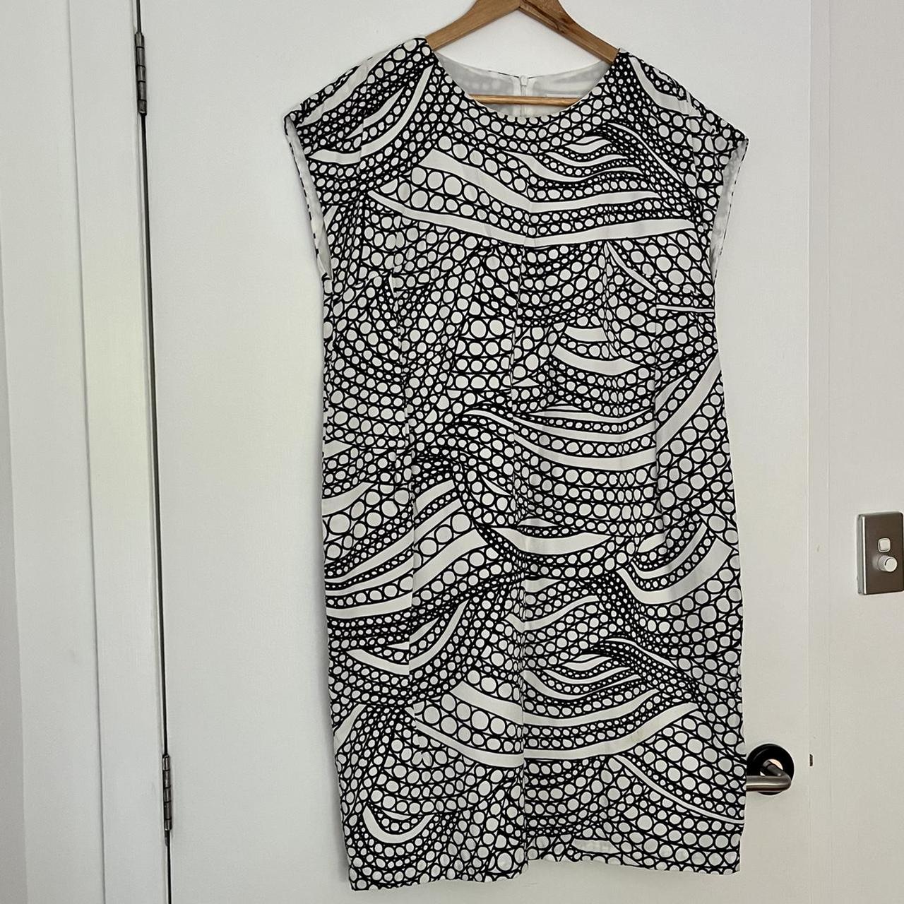 Marimekko black & white geometric dress. Fully lined... - Depop