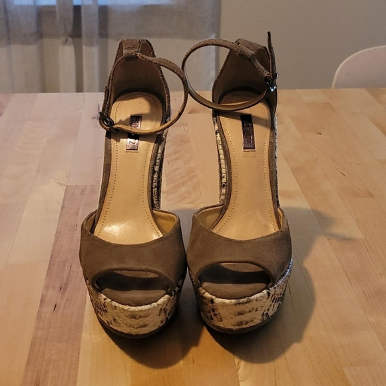 Schutz Platform Peep Toe Sandals Suede Snakeskin... - Depop