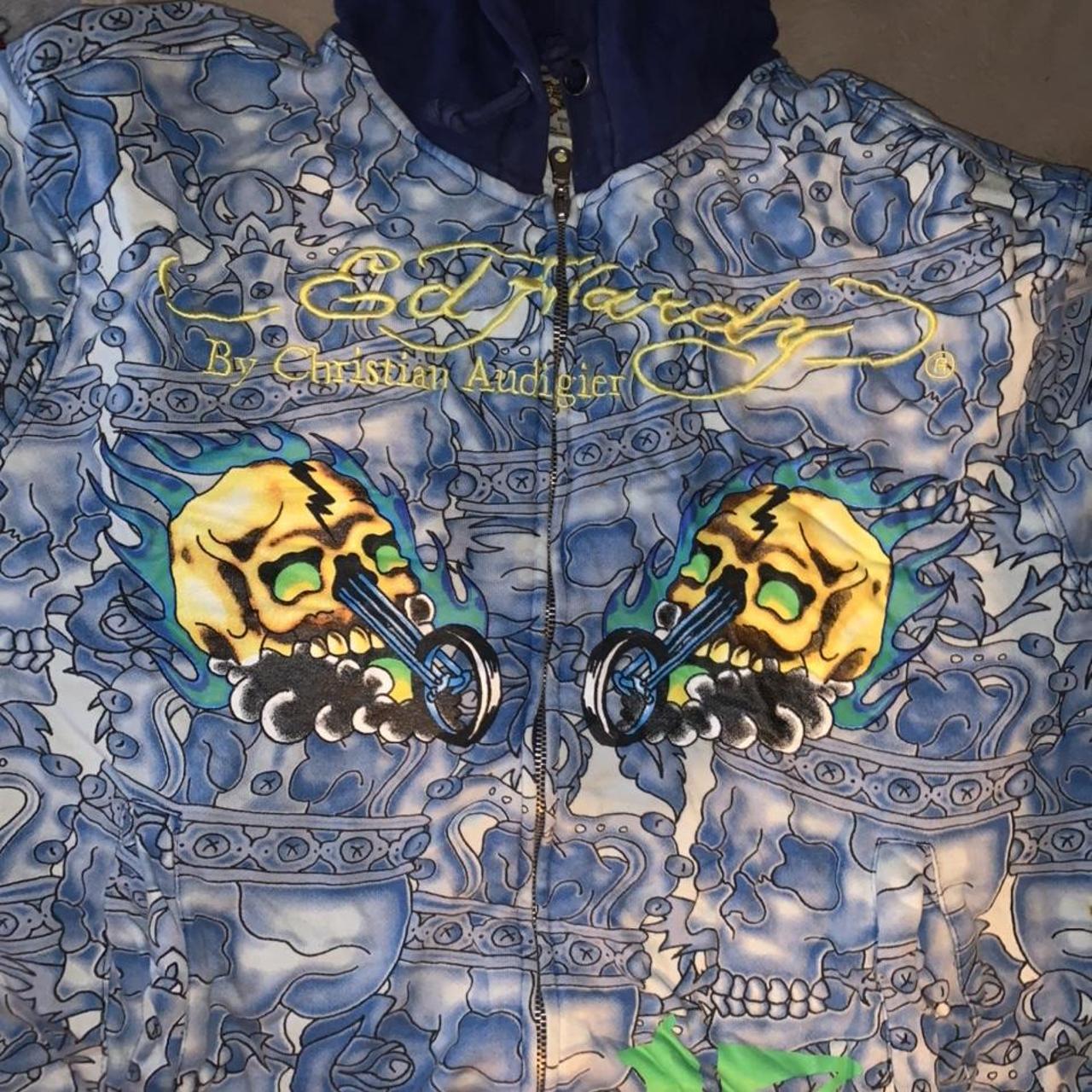 Rare vintage ed hardy zip up with some wear and 2... - Depop