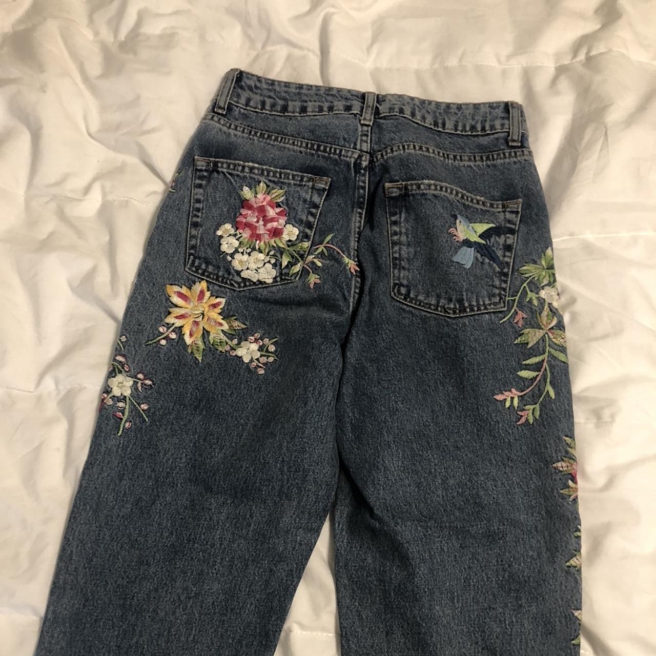 Beautiful embroidered mom jeans Size 26 high... - Depop