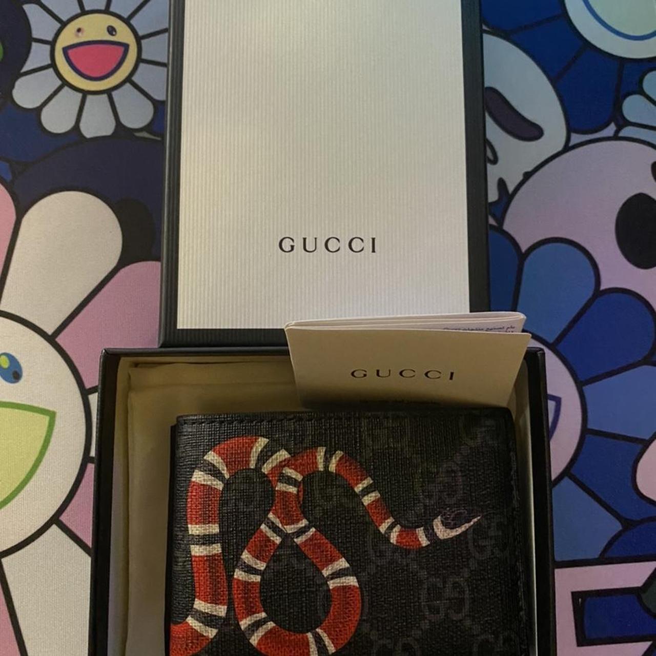 Gucci snake wallet GG Supreme Black Kingsnake - Depop