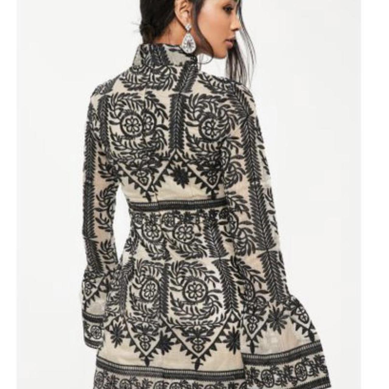 missguided lace frill sleeve high neck dress