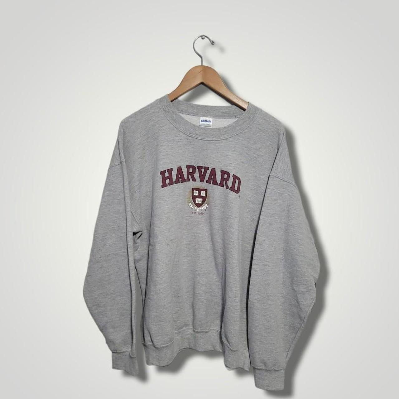 Vintage 90s Harvard College Grey Crewneck - Size... - Depop