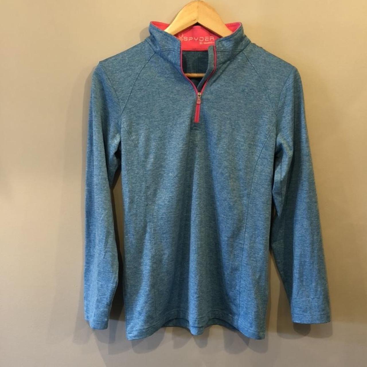 Spyder three quarter zip sweatshirt Light blue and... Depop