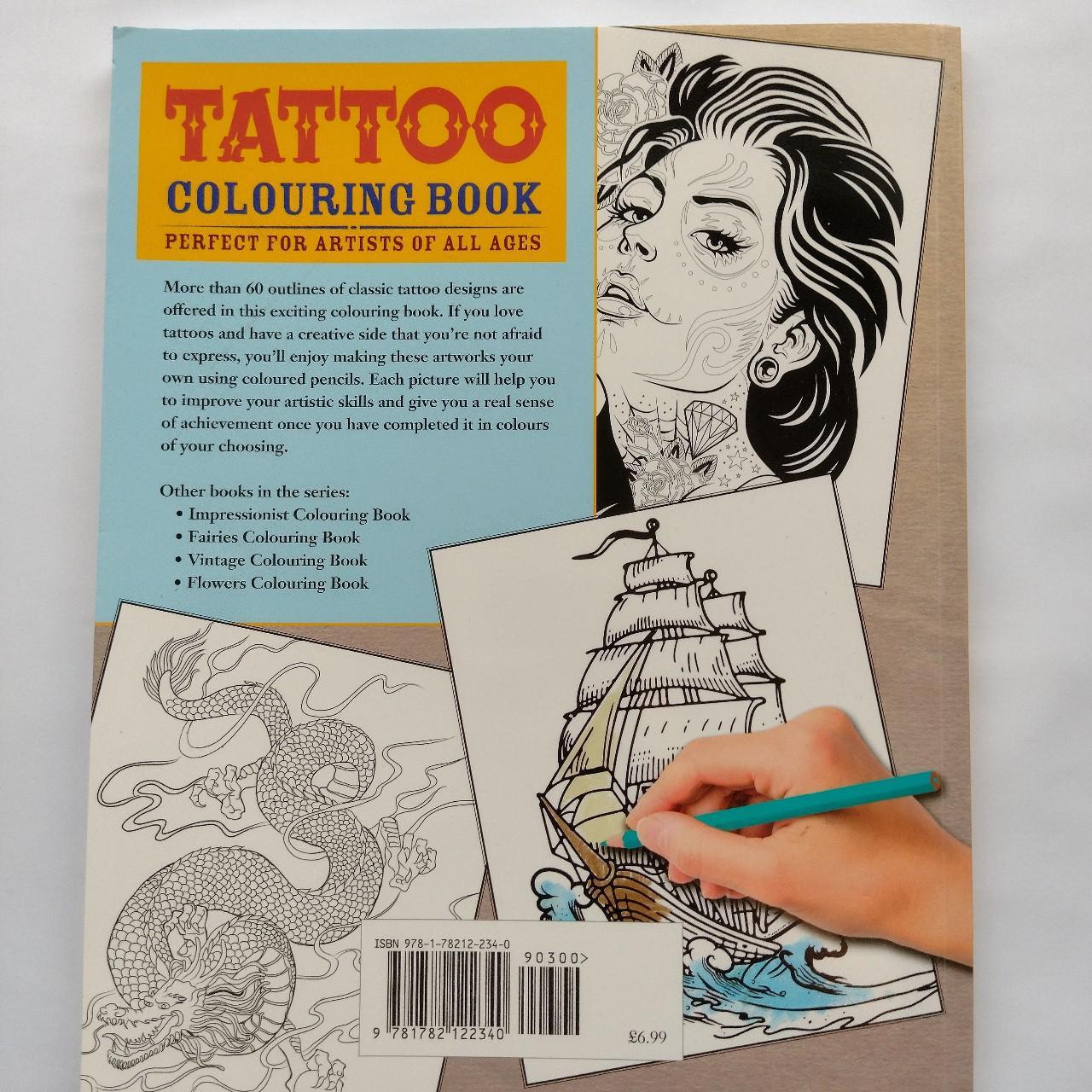 Tattoo colouring book with more than 60... | Depop