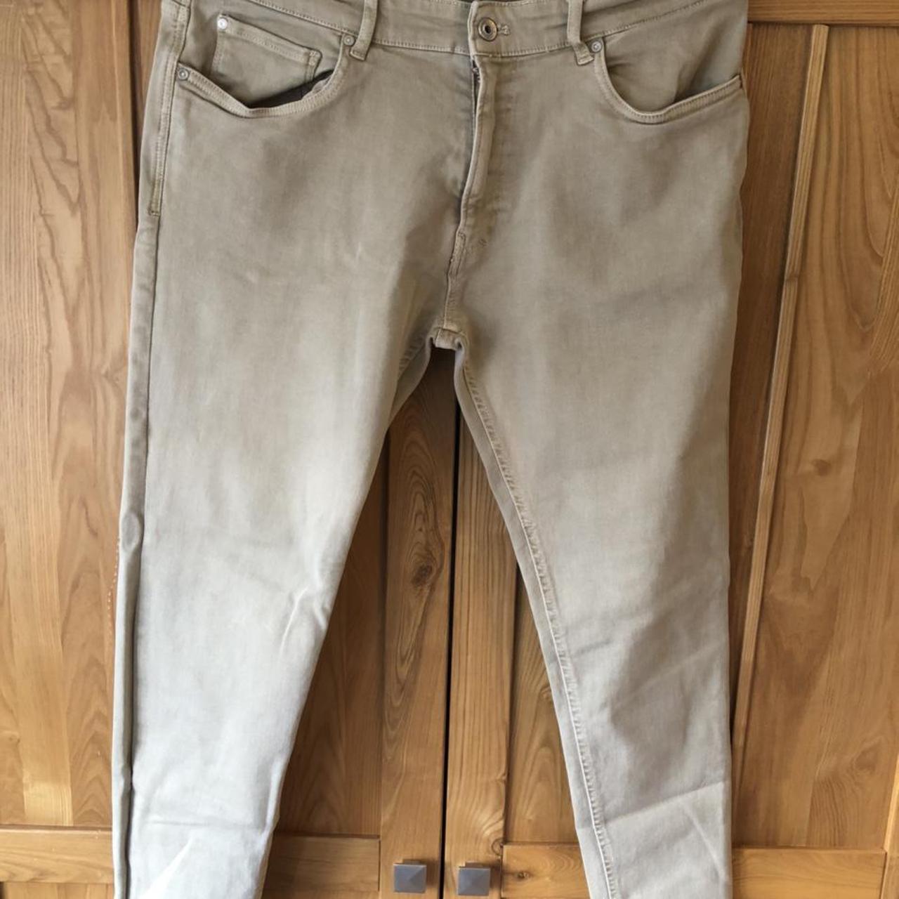 Zara Skinny Stretch Cream Jeans Vintage Chino Depop   P0 