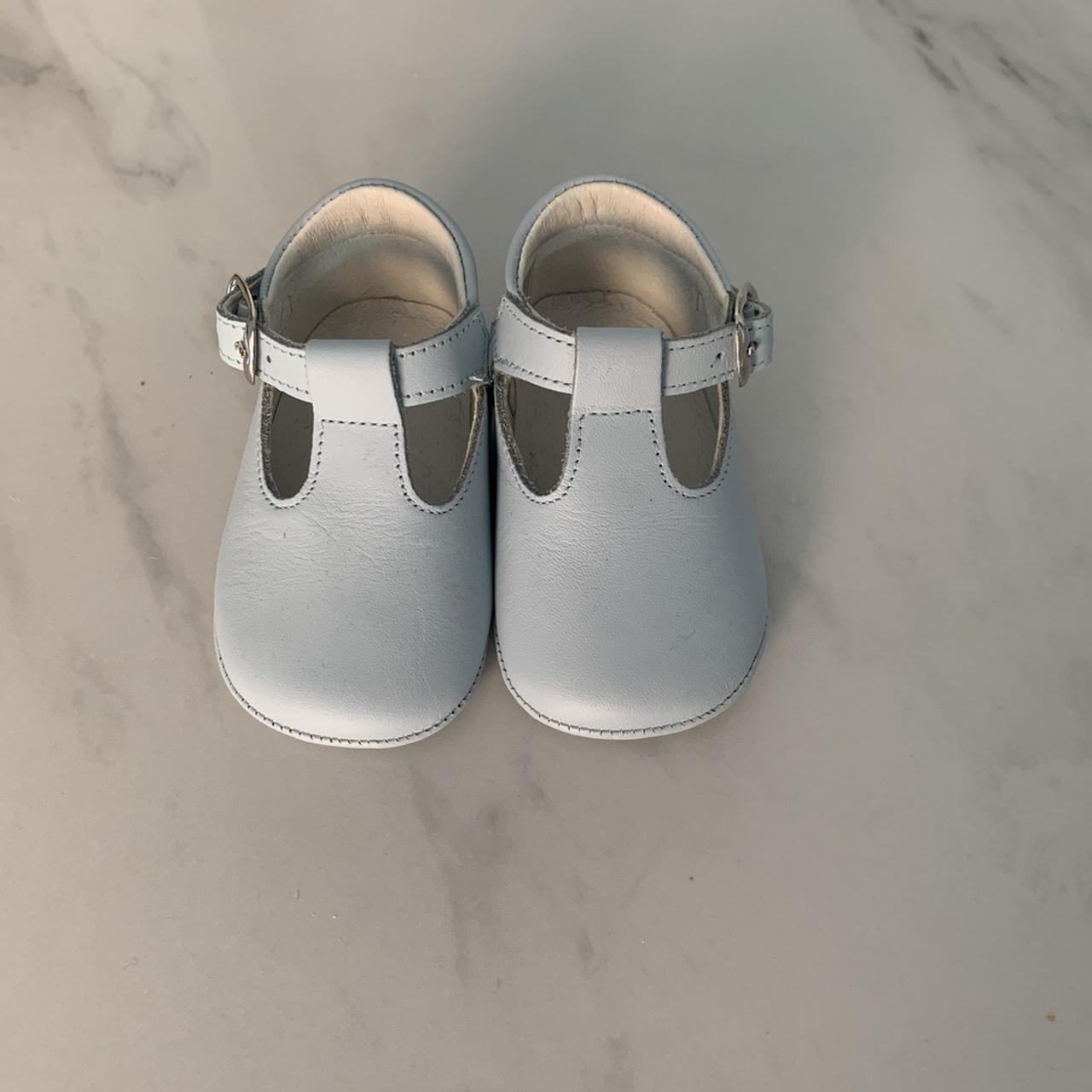 Russell and Bromley Baby pram shoes. Baby blue soft