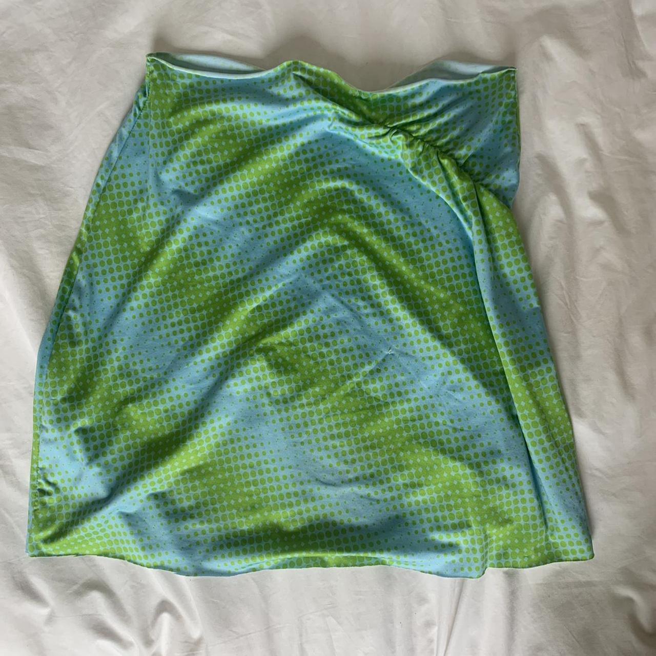 Maisie wilen green and blue ruched mini skirt. Super... - Depop