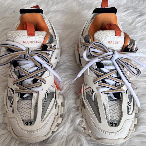 Balenciaga Sneakers -Orange & White Track - Depop