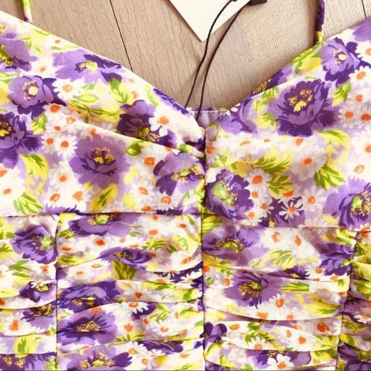 NWT Zara Lilac Floral Draped Print Top Blogger's... Depop