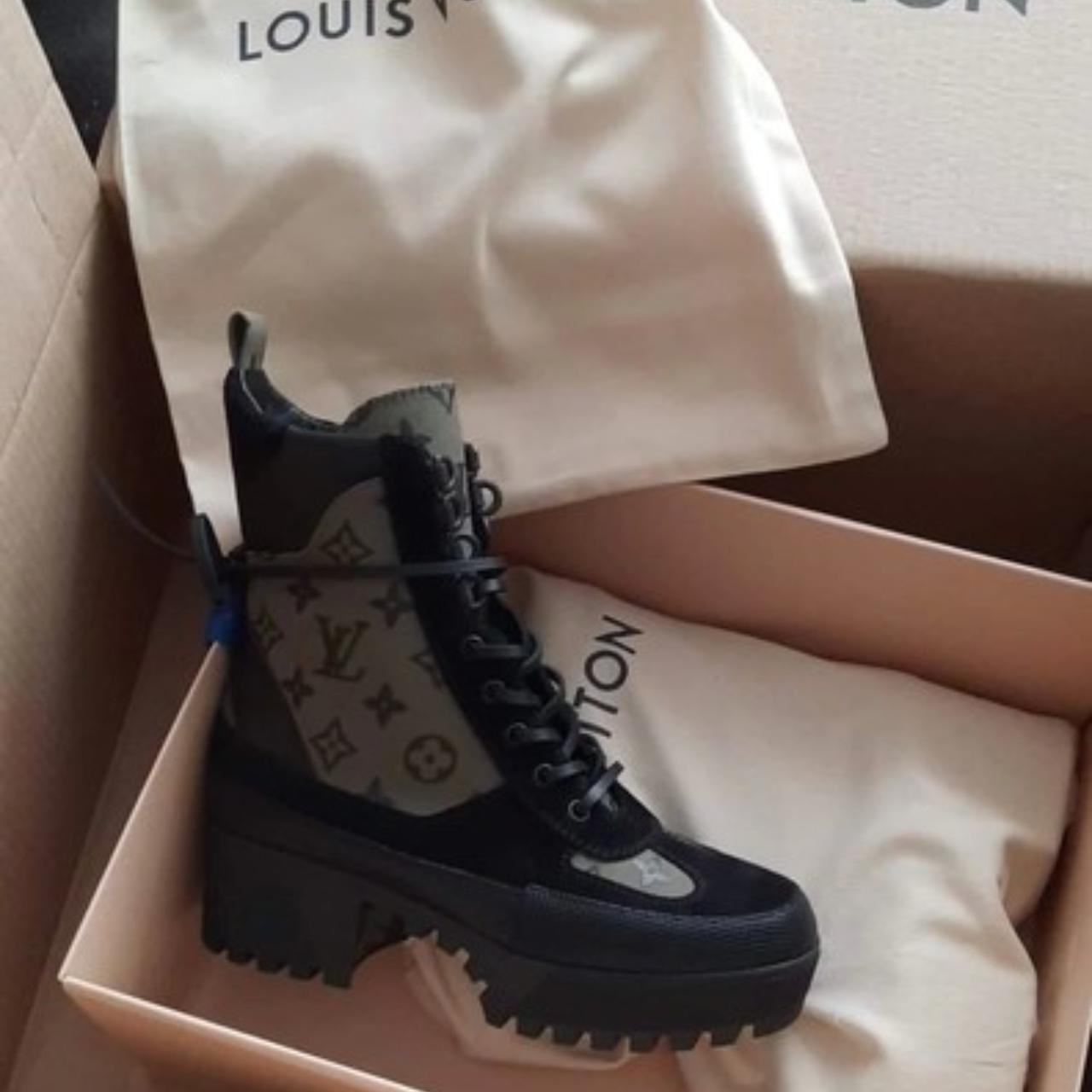 Louis Vuitton platform Desert Boot Suede Canvas - Depop