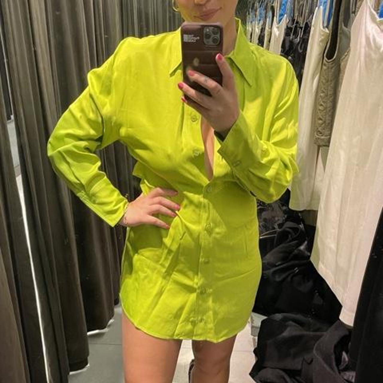 Zara Women's Green Dress Depop