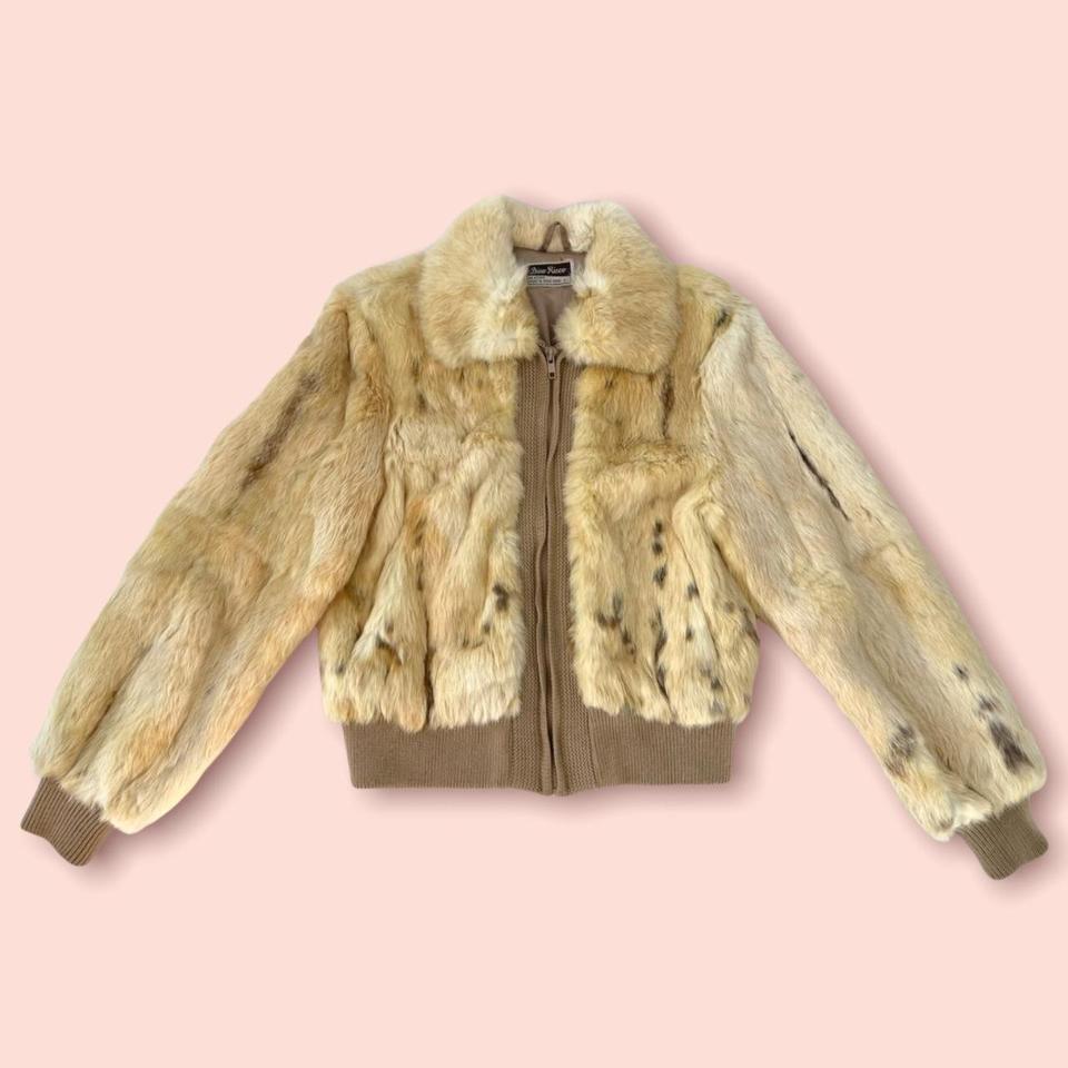 Vintage 70s Genuine Rabbit Fur/Leather Bomber Jacket 