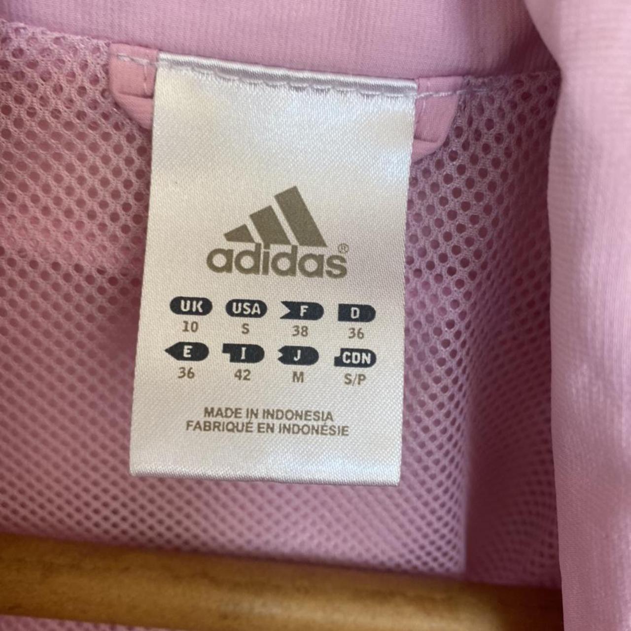 Size S Pink and Black Adidas lightweight jacket In... - Depop