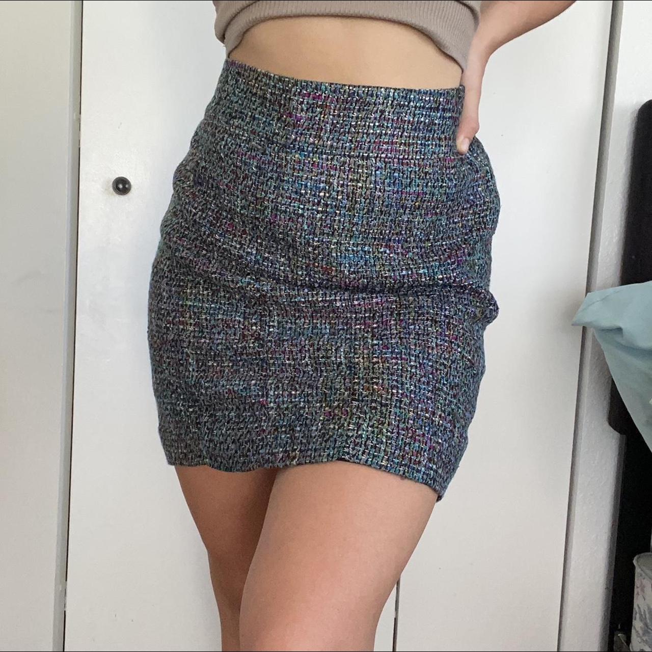 vintage tweed multi color rainbow pencil skirt one. Depop