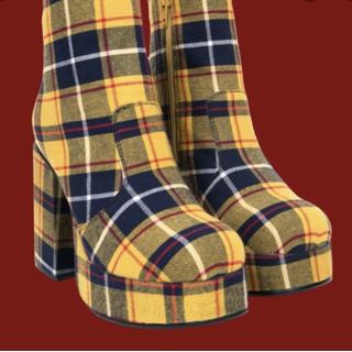 yellow plaid boots