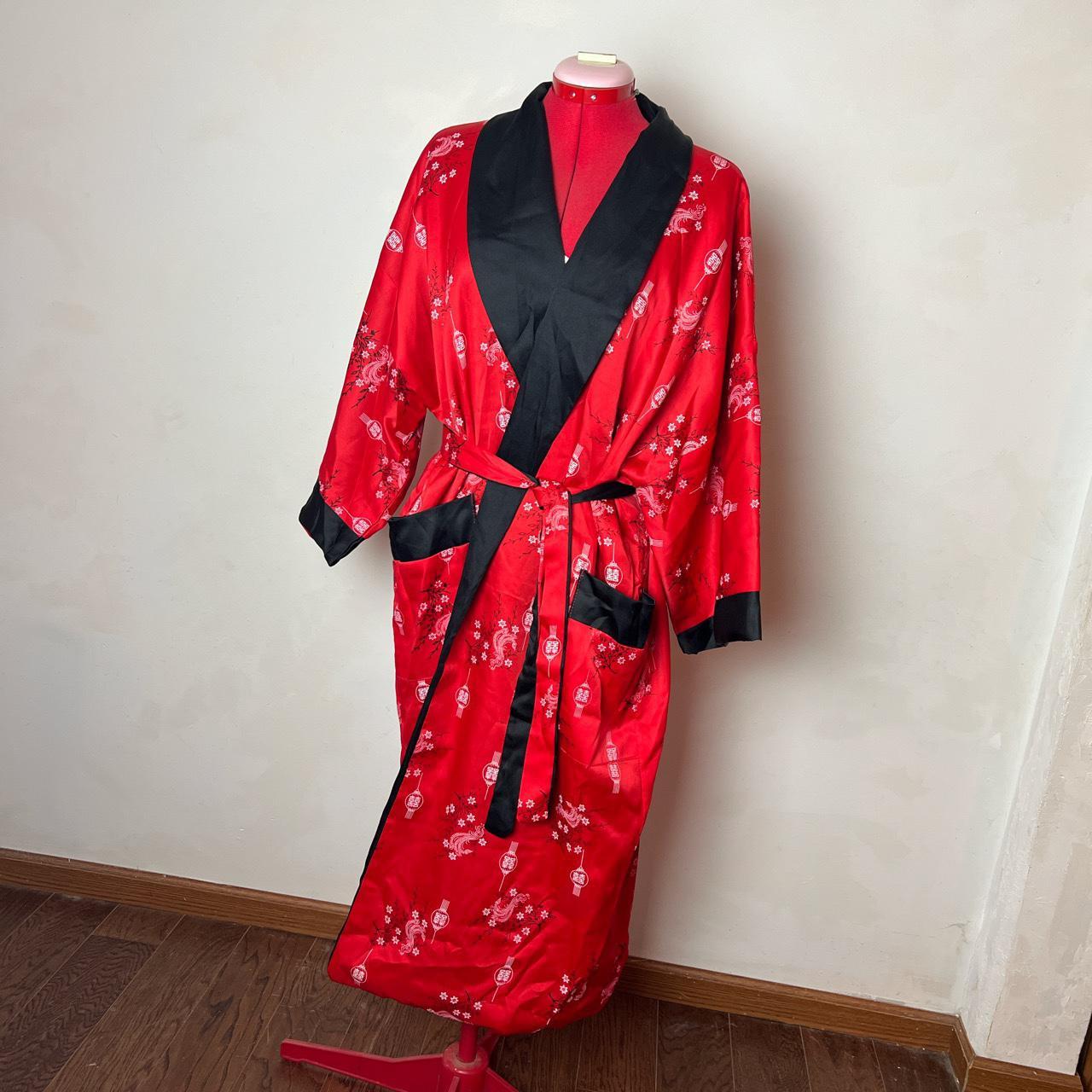 Women's Red and Black Robe | Depop