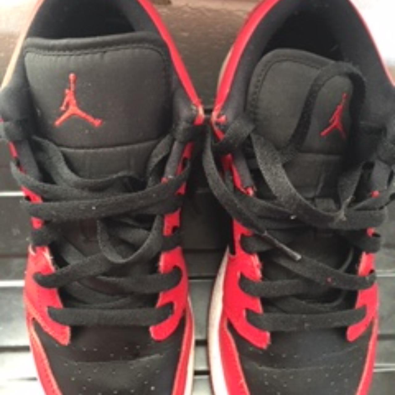 Red and black jordan 1 low sizeUS5Y great shoe for... Depop