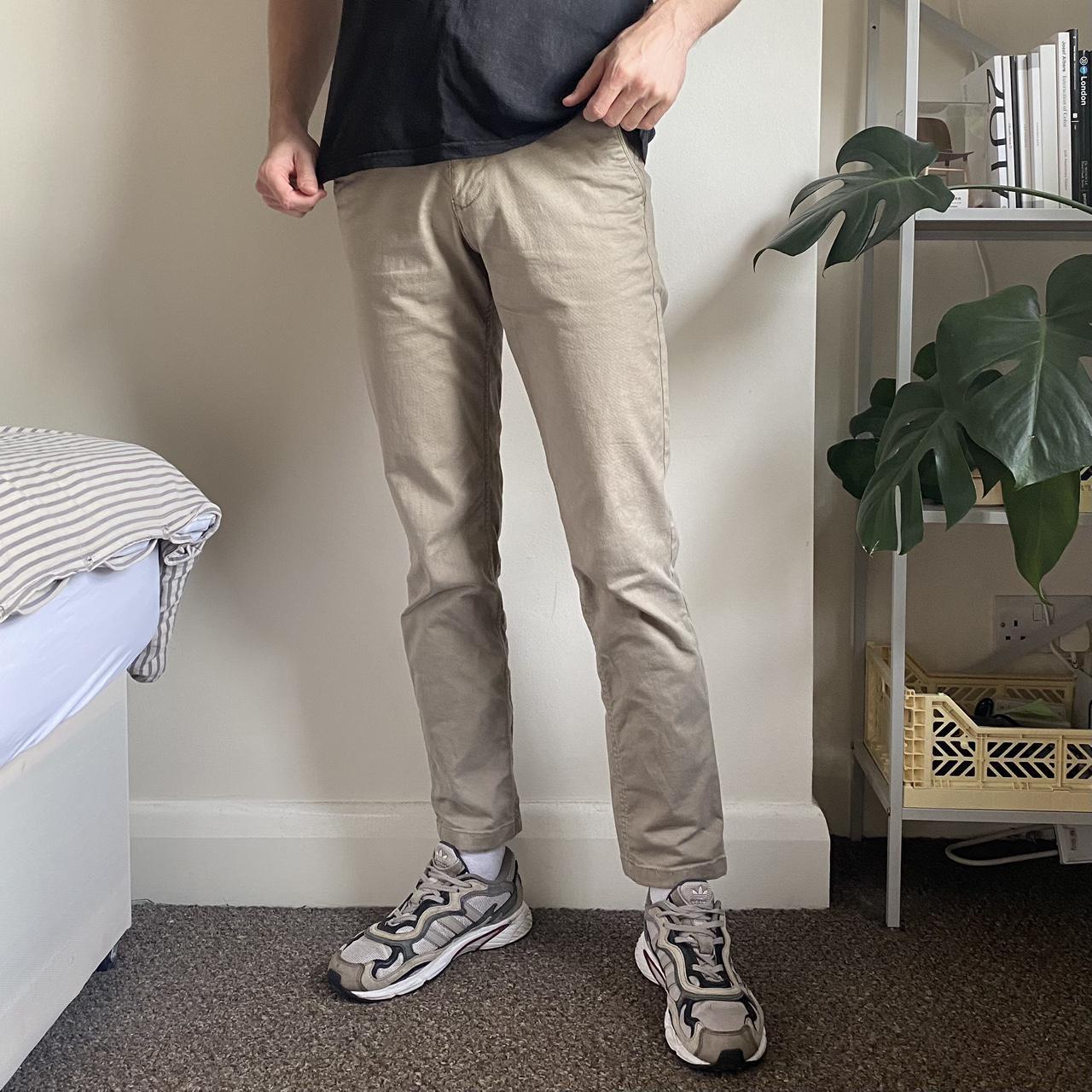 Selected homme straight fit chino trousers in stone... - Depop