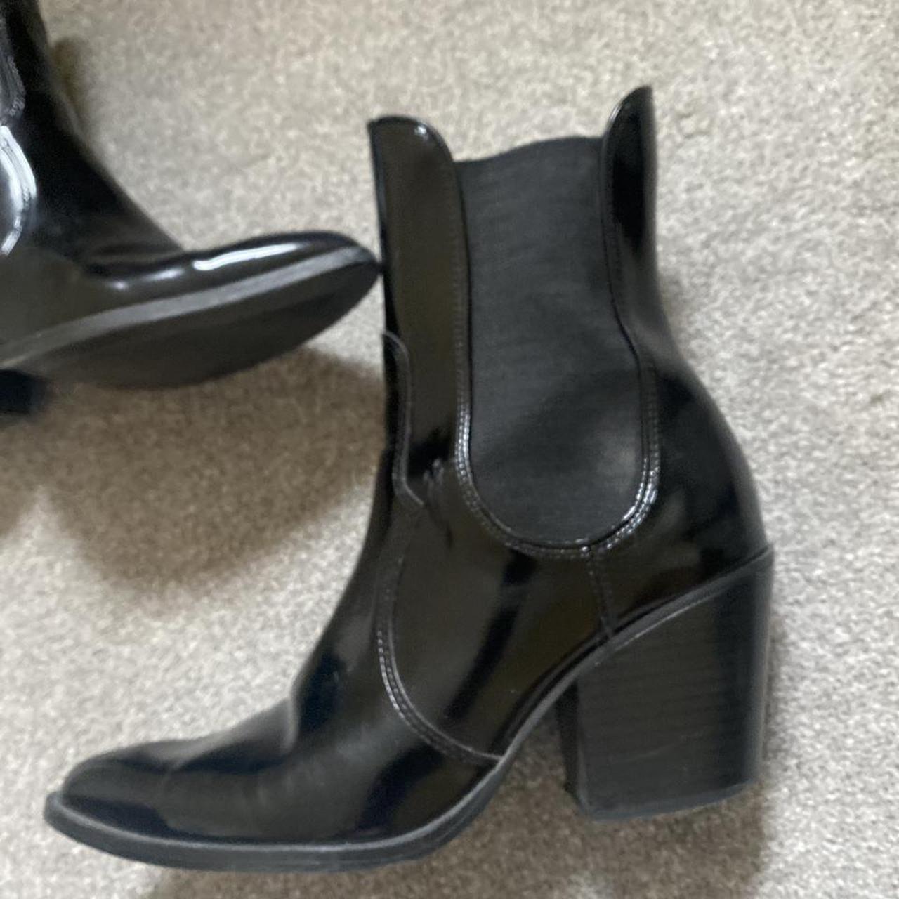 Zara western patent black boots size 5 - Depop