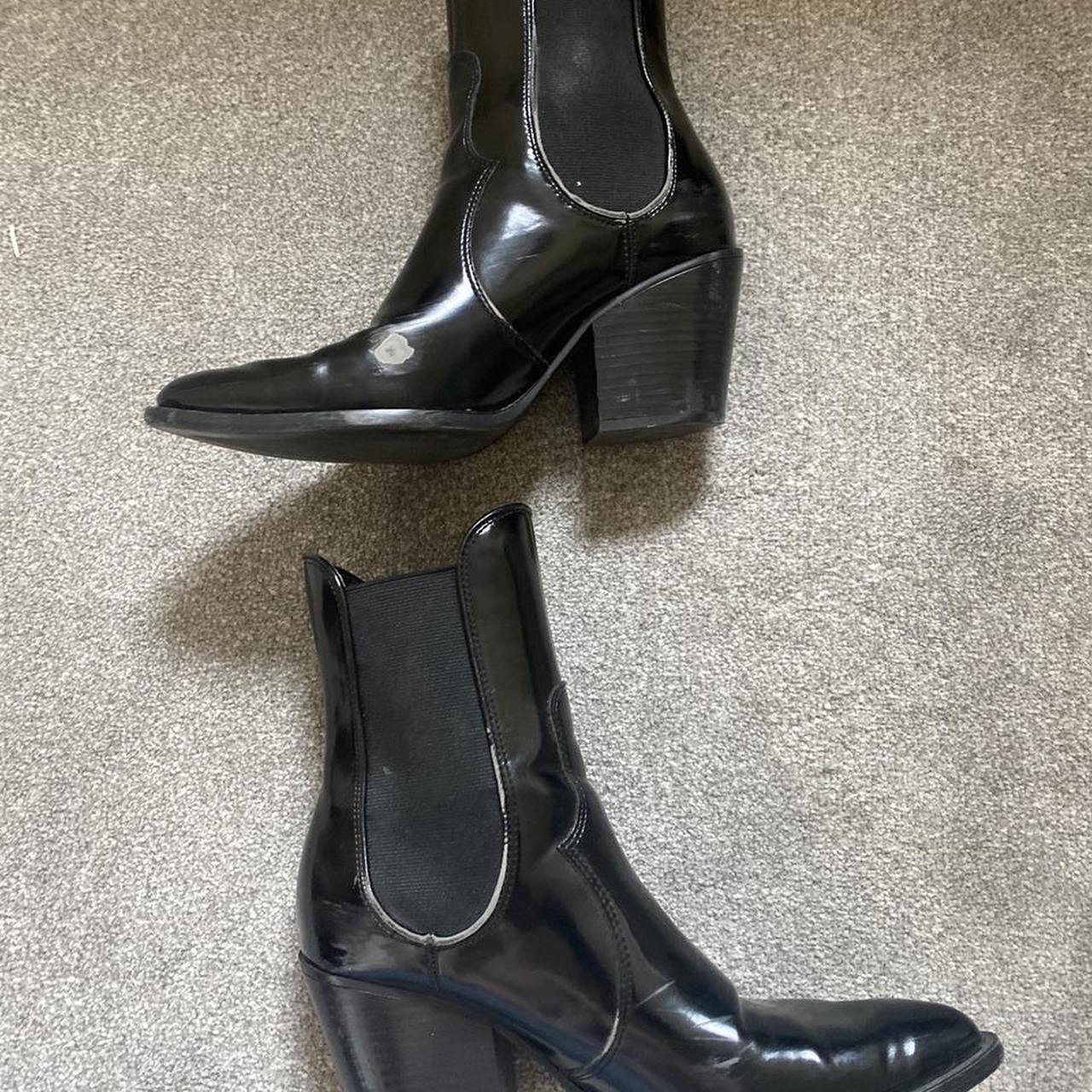 Zara western patent black boots size 5 - Depop