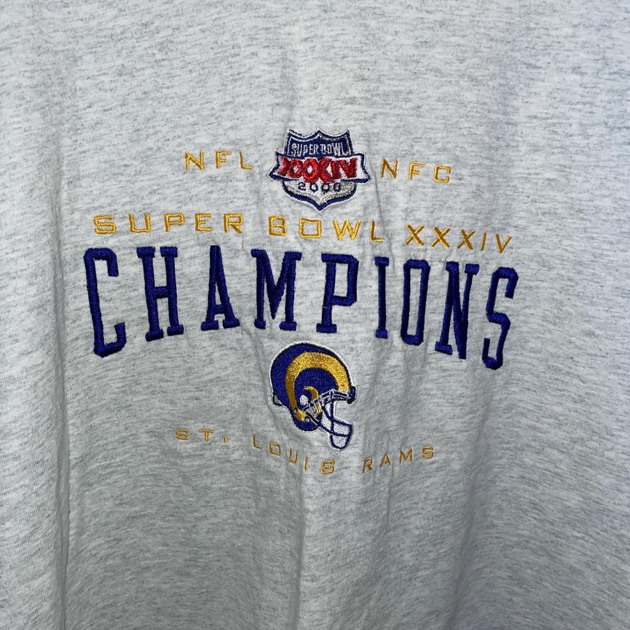 Vintage 2000 Super Bowl XXXIV Champions St Louis Rams T-Shirt Men's White  XXL