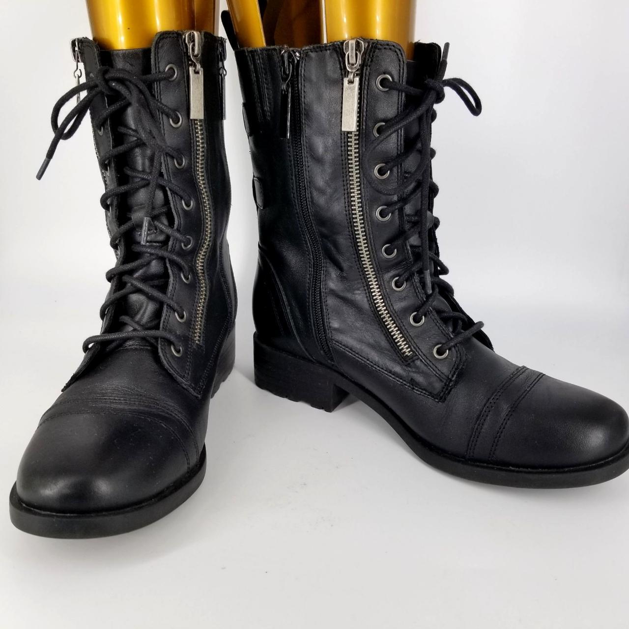 Lane Bryant Leather Combat Boots Black 8 Ravenna... - Depop