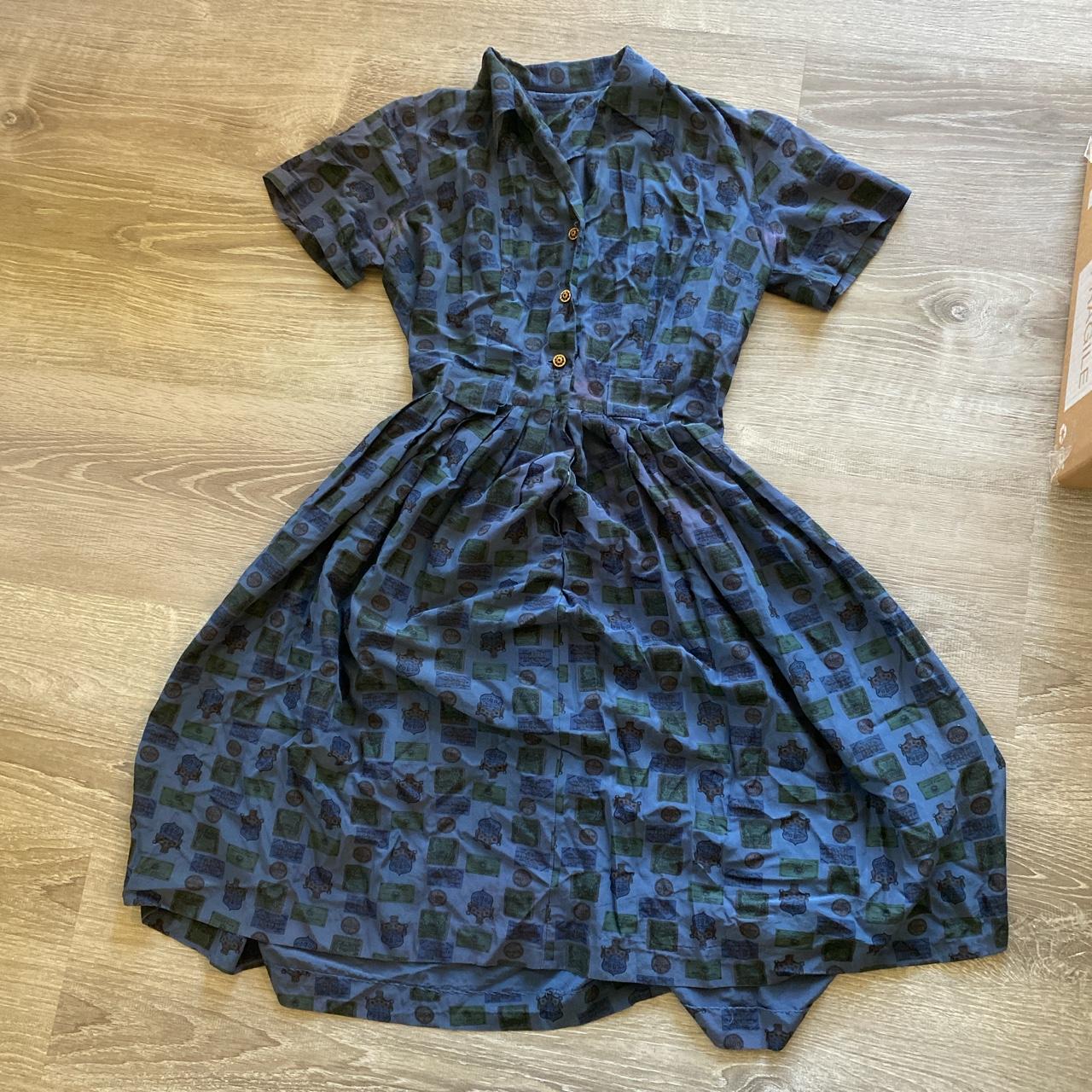 Women's Blue and Green Dress