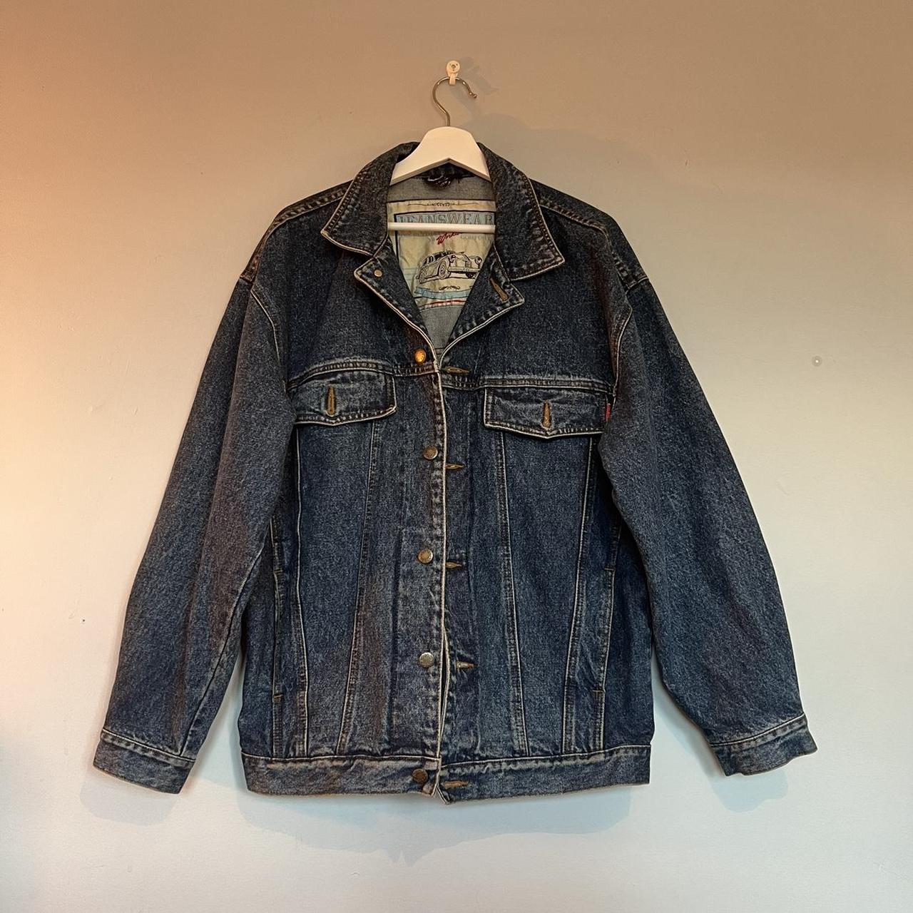 Vintage western style dark wash denim jacket - Depop