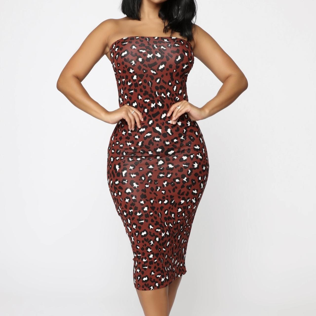 Fashion nova leopard print midi dress🐆 tube Depop