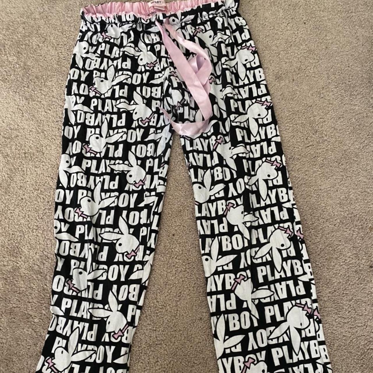 Women’s Playboy pajama pants, labeled as large can... Depop