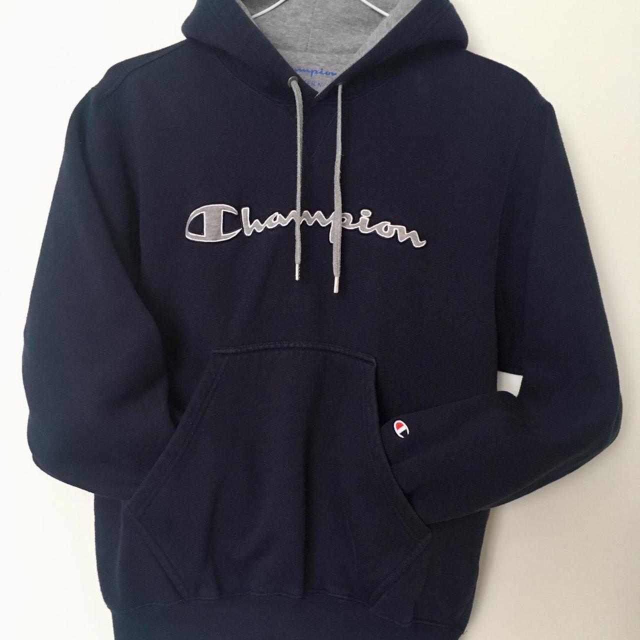 Champion Men's Navy Hoodie | Depop