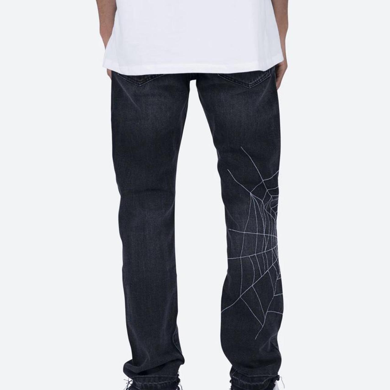 Custom spider web jeans, waist 36, with tags brand... Depop
